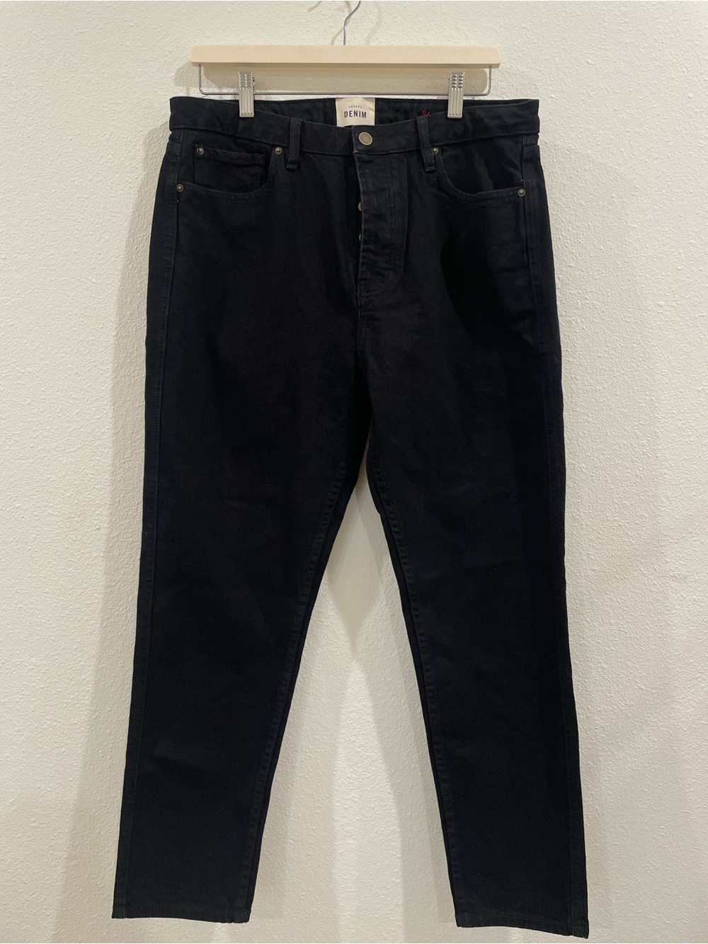 Sezane Denim Black High-Rise Denim Straight Leg Jeans Size 34 Plus